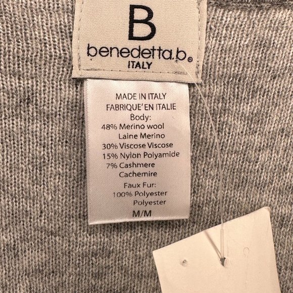 NWT Grey Hip Length Wool Blend Knit Cardigan with Faux Fur Pockets - Picture 4 of 5